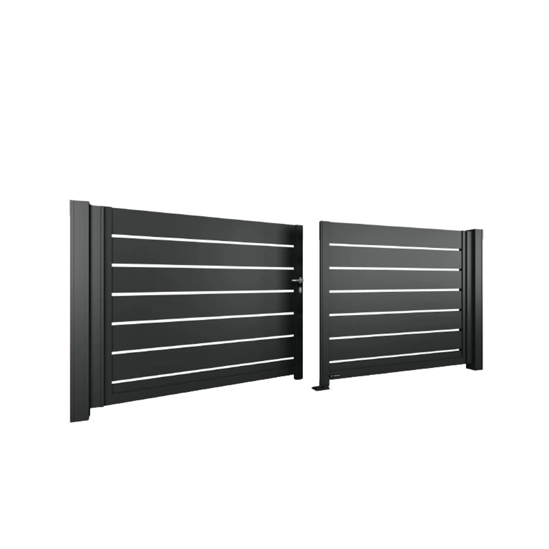 Poarta Batanta Auto Aluminiu AL.100. Poarta batanta auto din aluminiu. Aluminiul este un material extrem de rezistent la coroziune si mult mai usor ca otelul. Aceste porti sunt usor de montat, confera intimitate si un aer modern proprietatii tale. Scapa de grija coroziunii si asigura-ti un aspect impecabil imprejmuirii tale! 



