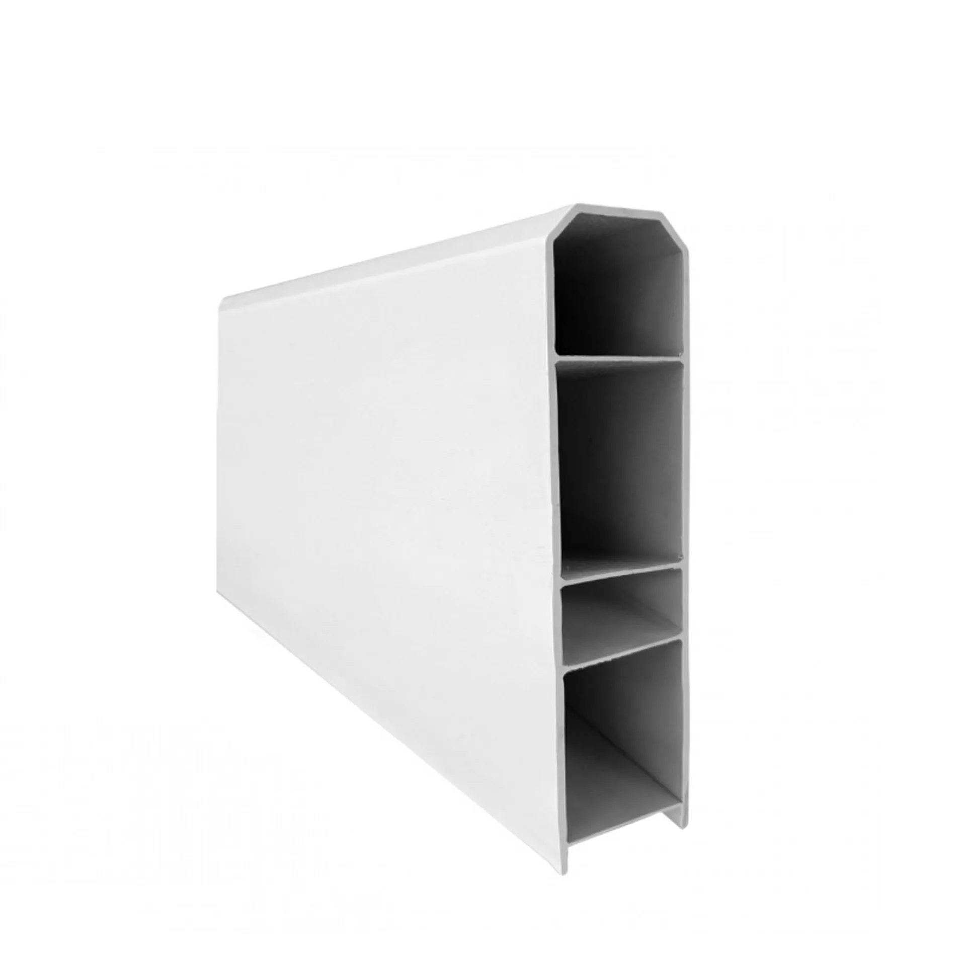 Soclu prefabricat PVC neted 2950/200/50 mm. Soclu prefabricat din PVC cu suprafață netedă 2950x200x50 mm, soluție modernă și durabilă care înlocuiește fundația tradițională din beton pentru sisteme de împrejmuire, oferind instalare rapidă și aspect uniform.   